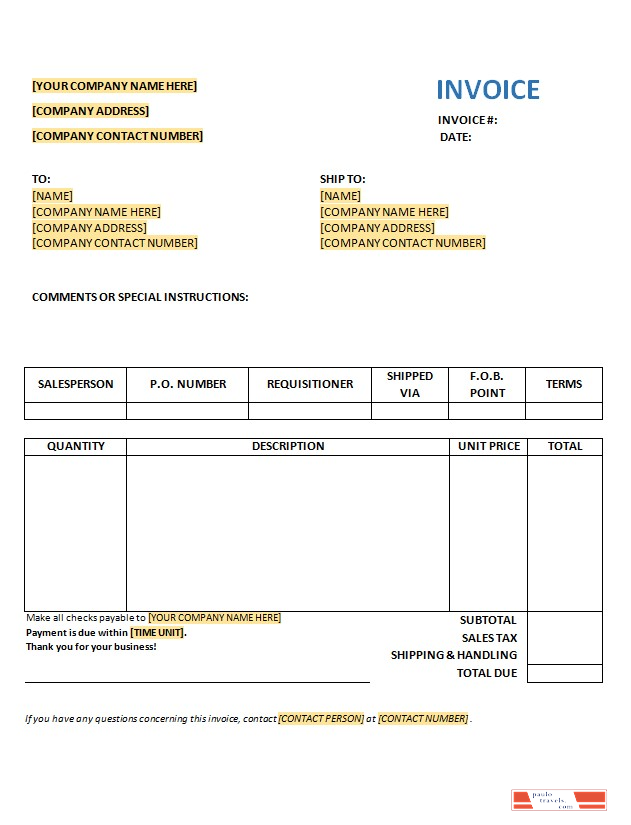 Free Purchase Invoice Template PSD template